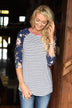 Crowd Pleaser Floral Top ~ Blue & Ivory