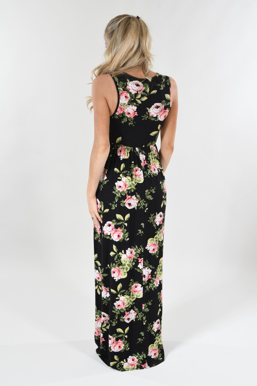 Black Roses Maxi Dress