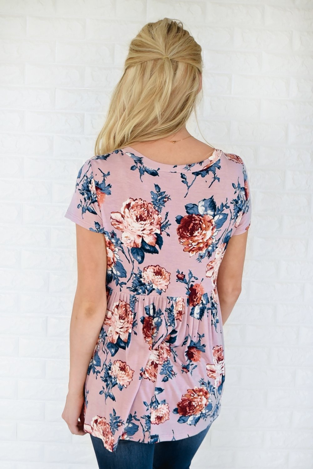 Ever After Floral Babydoll Top ~ Soft Mauve