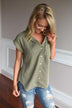 Just a Glance Olive Button Up Top