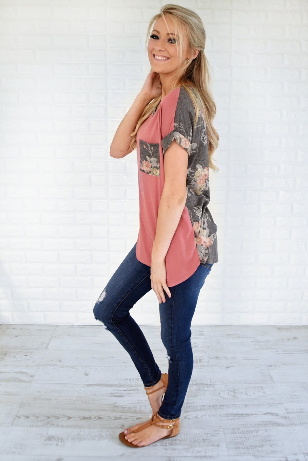 Two Sides of Me Floral Pocket Top