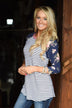 Crowd Pleaser Floral Top ~ Blue & Ivory