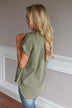 Just a Glance Olive Button Up Top