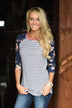 Crowd Pleaser Floral Top ~ Blue & Ivory