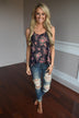 Midnight Blooms Tank ~ Navy