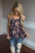 Midnight Blooms Tank ~ Navy
