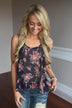 Midnight Blooms Tank ~ Navy