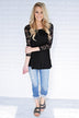 She's a Charmer Black Lace Sleeve Top