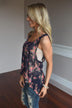 Midnight Blooms Tank ~ Navy