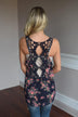 Midnight Blooms Tank ~ Navy
