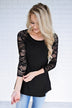 She's a Charmer Black Lace Sleeve Top