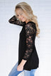 She's a Charmer Black Lace Sleeve Top