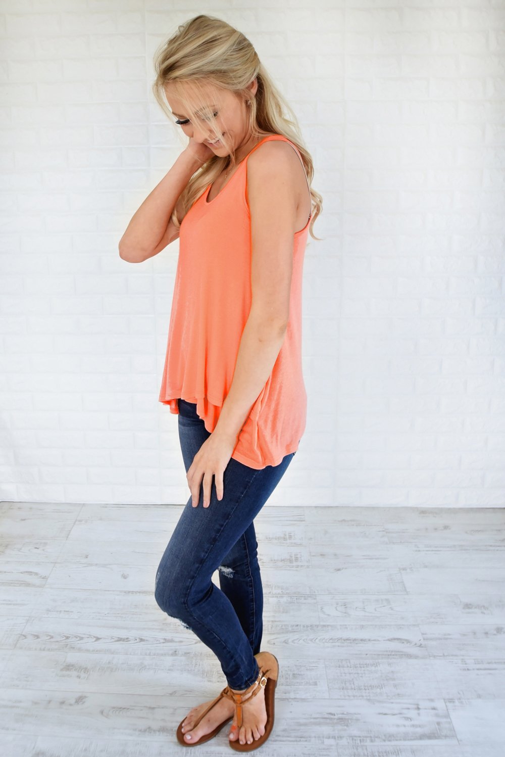 Wander On Tank Top ~ Coral