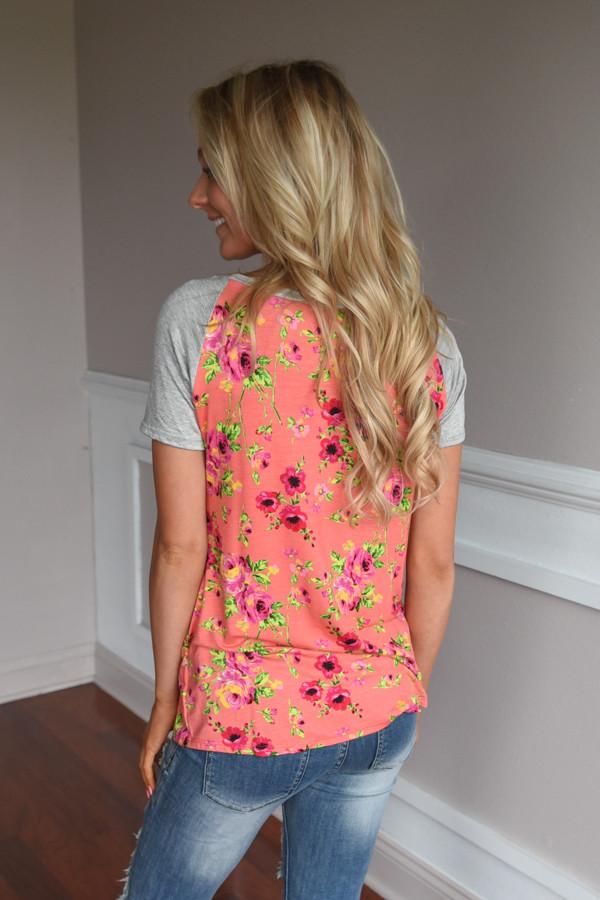 Coral Floral Top