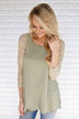 She's a Charmer Olive Lace Sleeve Top