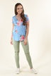 Blue Criss Cross Floral Top