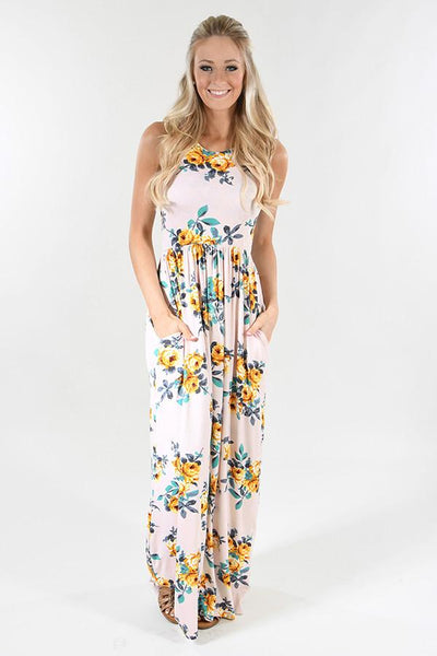 Love is Peachy Floral Maxi Dress – The Pulse Boutique
