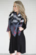 Steel Blue & Black Plaid Blanket Scarf