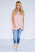 So Knotty Mauve Striped Tank Top