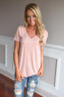 Simplicity V-Neck Top ~ Coral