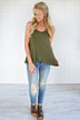Wander On Tank Top ~ Olive