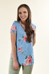 Blue Criss Cross Floral Top