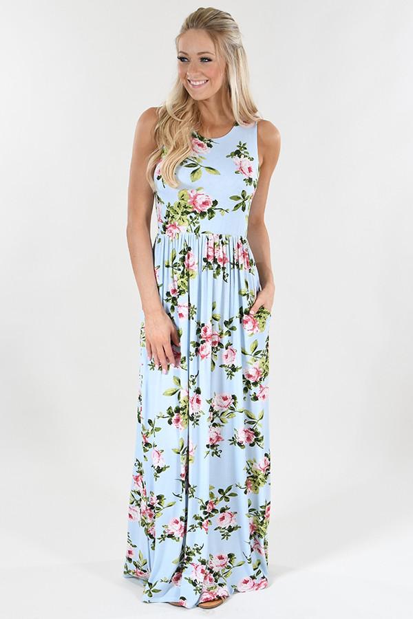 Love is Blue Floral Maxi Dress