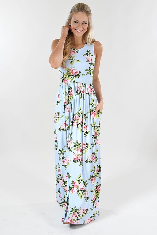 Love is Blue Floral Maxi Dress