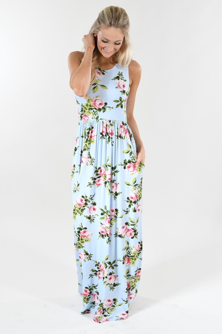 Love is Blue Floral Maxi Dress