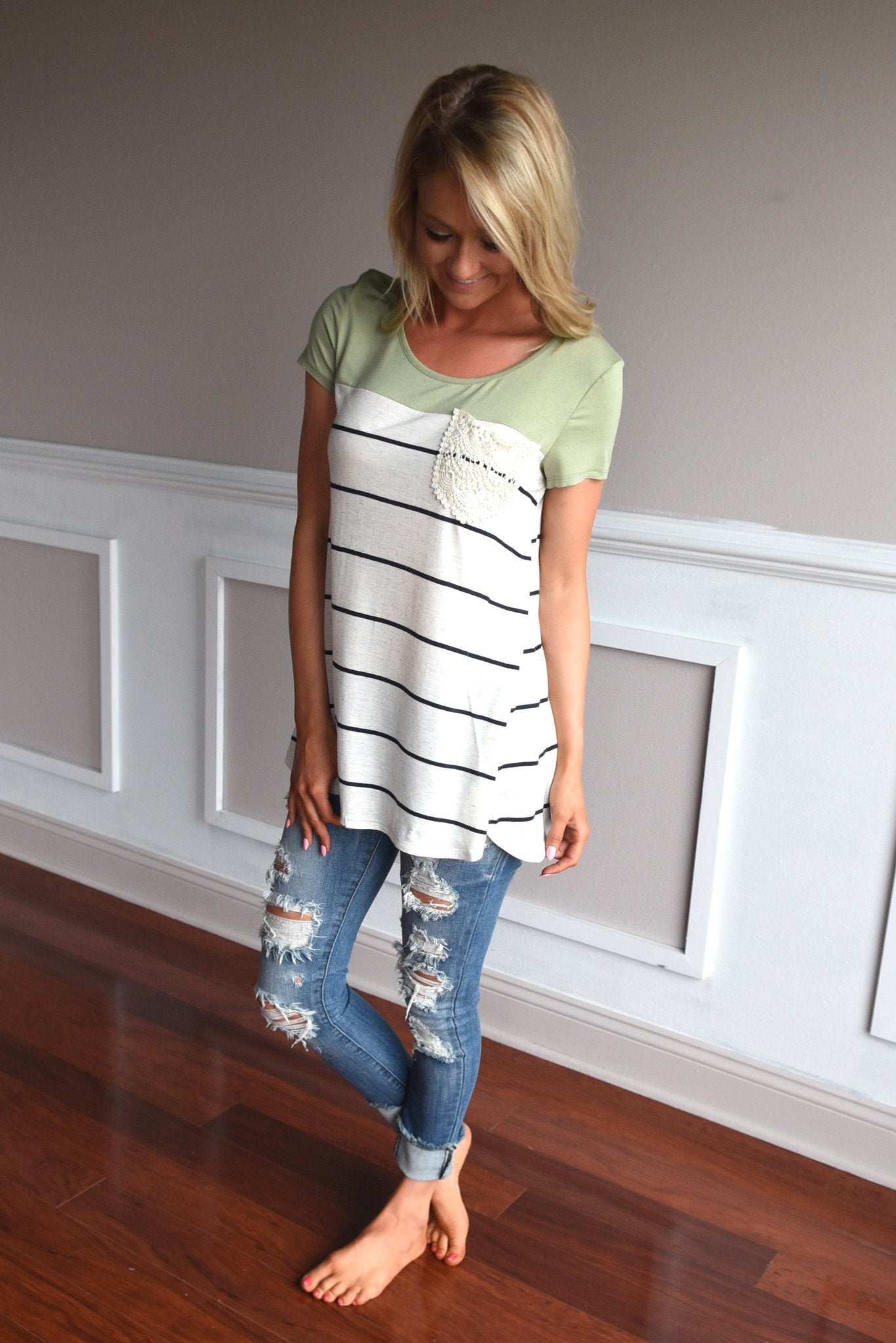 Soft and Sweet Top ~ Light Olive