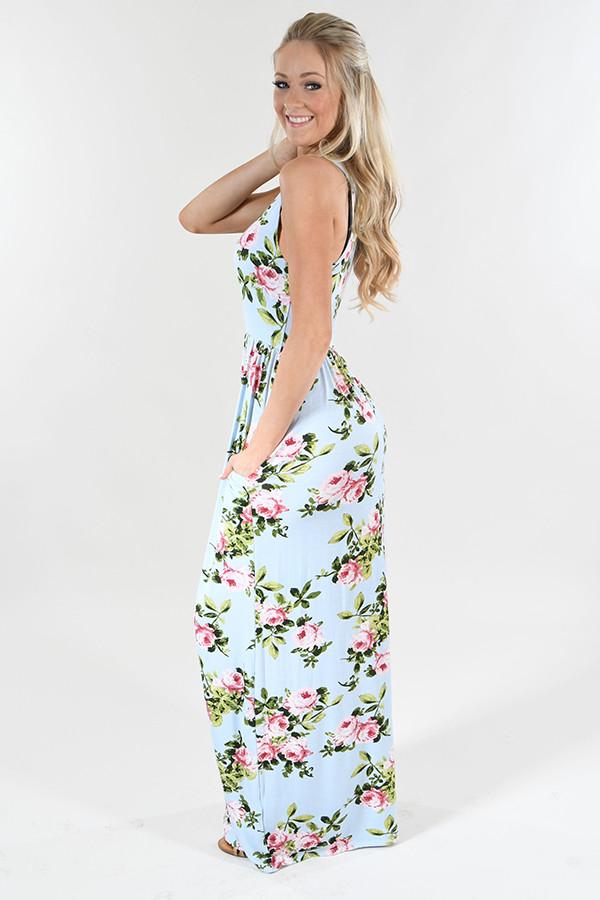 Love is Blue Floral Maxi Dress