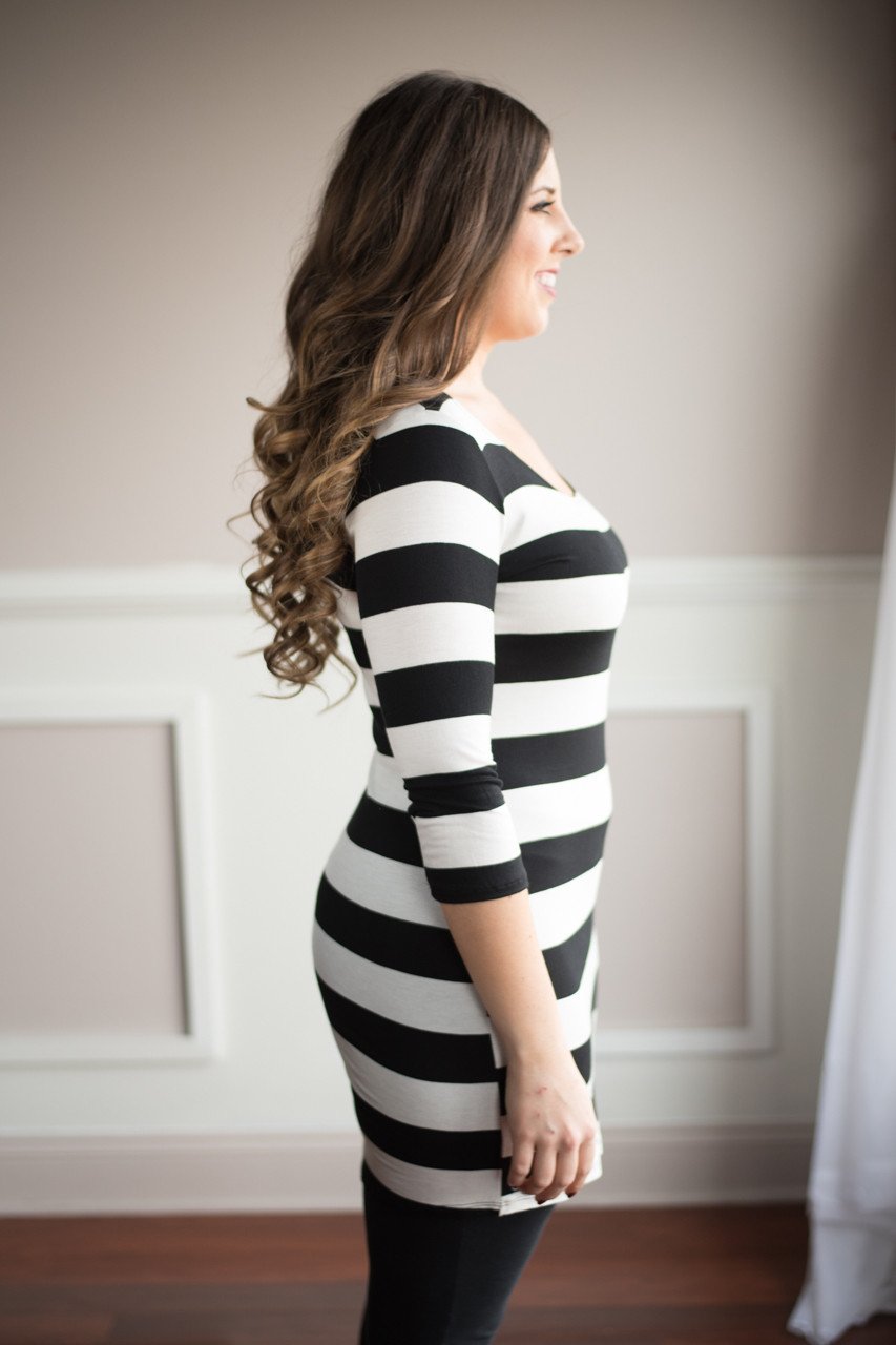Dainty & Sweet Striped Black Top