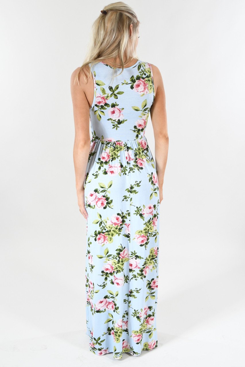 Love is Blue Floral Maxi Dress