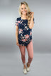 Jump On It Floral Tee ~ Navy