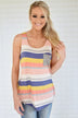 Summertime Love Tank Top ~ Steel Blue, Yellow & Coral