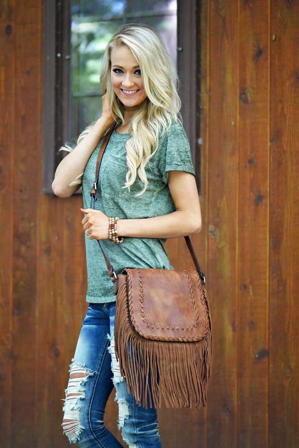 Rust Fringe Purse