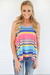 Wander On Tank Top ~ Pink, Blue & Yellow