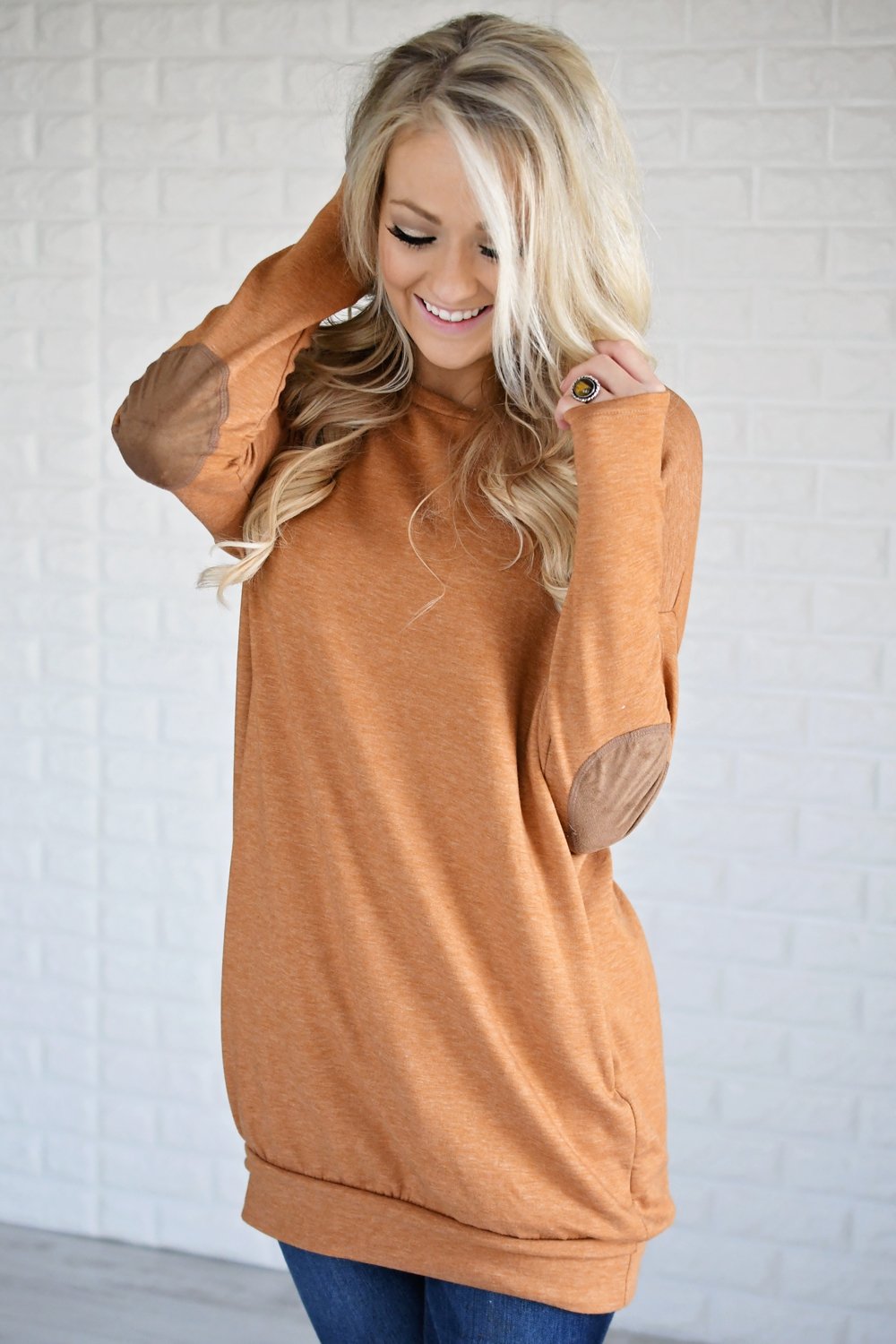Mustard Elbow Patch Sweater