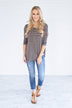 Charcoal & Tan Striped Top