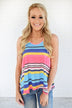 Wander On Tank Top ~ Pink, Blue & Yellow