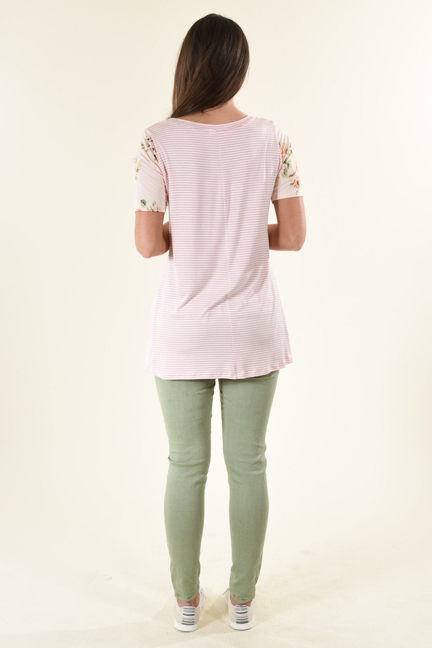 Peach & Pink Floral Pocket Top