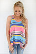 Wander On Tank Top ~ Pink, Blue & Yellow