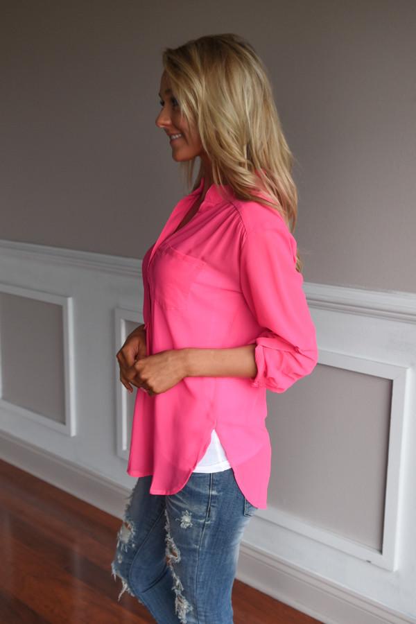 Neon pink cheap sheer top