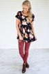 Ever After Floral Babydoll Top ~ Deep Navy