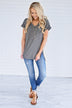 Blurred Lines Striped Top ~ Grey