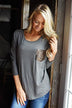Glam Pocket Top - Charcoal
