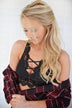 Criss Cross Lace Bralette ~ Black