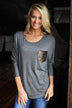 Glam Pocket Top - Charcoal