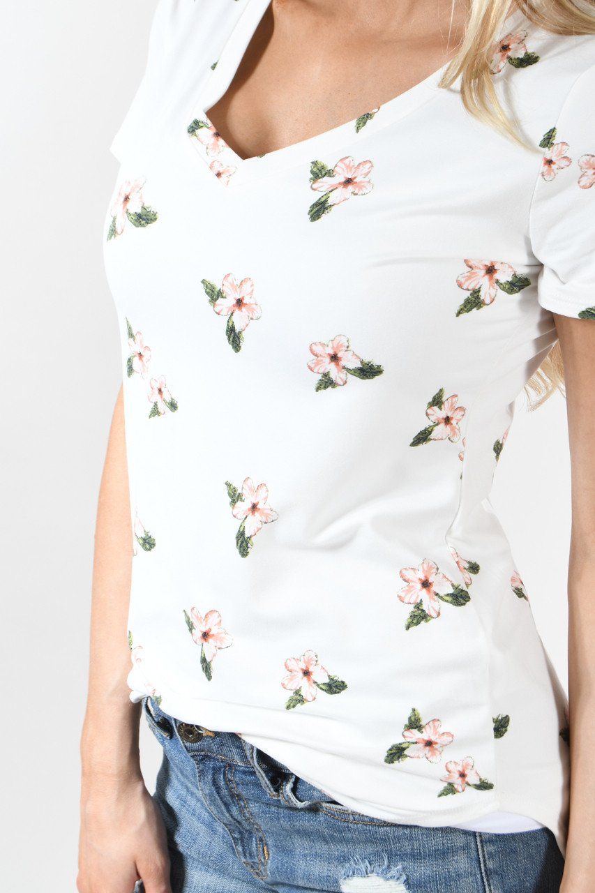 Little Floral Loves Top ~ Ivory