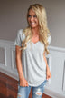 Simplicity V-Neck Top ~ Grey